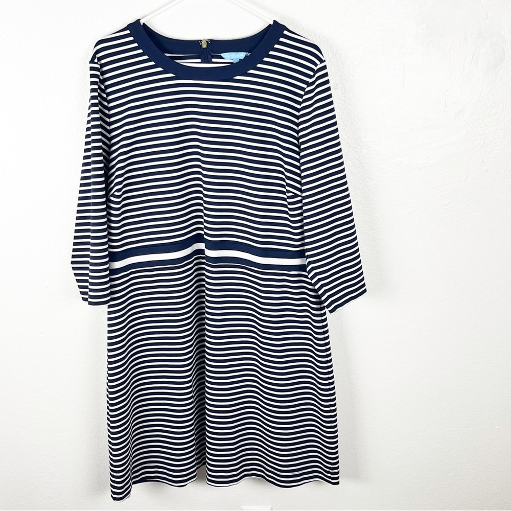 DRAPER JAMES Presley Ponte Navy White Striped Dress XXL Casual Nautical Preppy